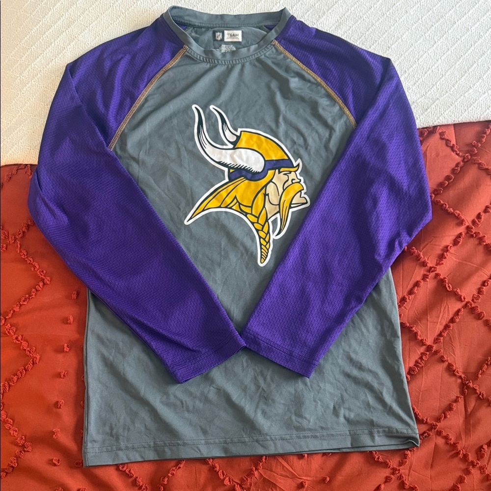 NFL MN Vikings Purple and Gray Raglan style Long Sleeve Tee